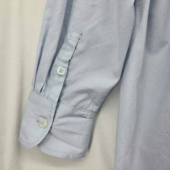 Maeve Anthropologie Pastel Blue Oversized Cotton Pocket Button Down Shirt Medium - Picture 7 of 14